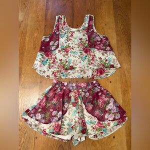 Band Of Gypsies Set Women Short Small Top Large Floral Comfy